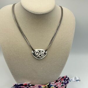 Brighton Eve's Delight Necklace Silver Plated Crystals Triple Chain 17" & Bag